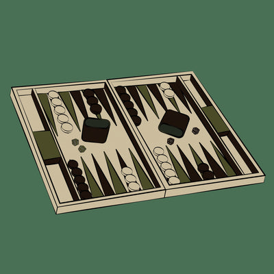 Backgammon i filt/kunstlæder