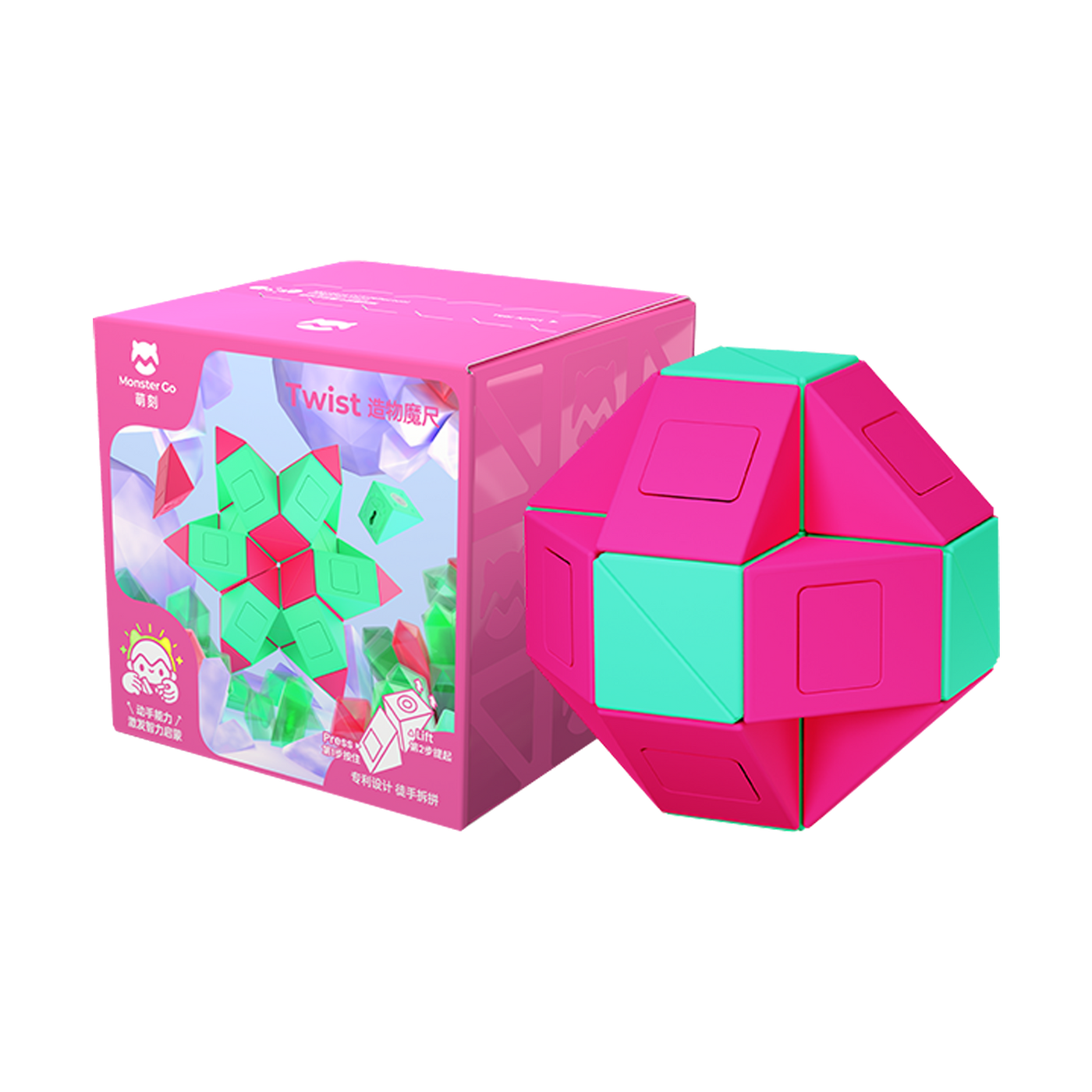 Cube Snake Twist Pink/Grøn