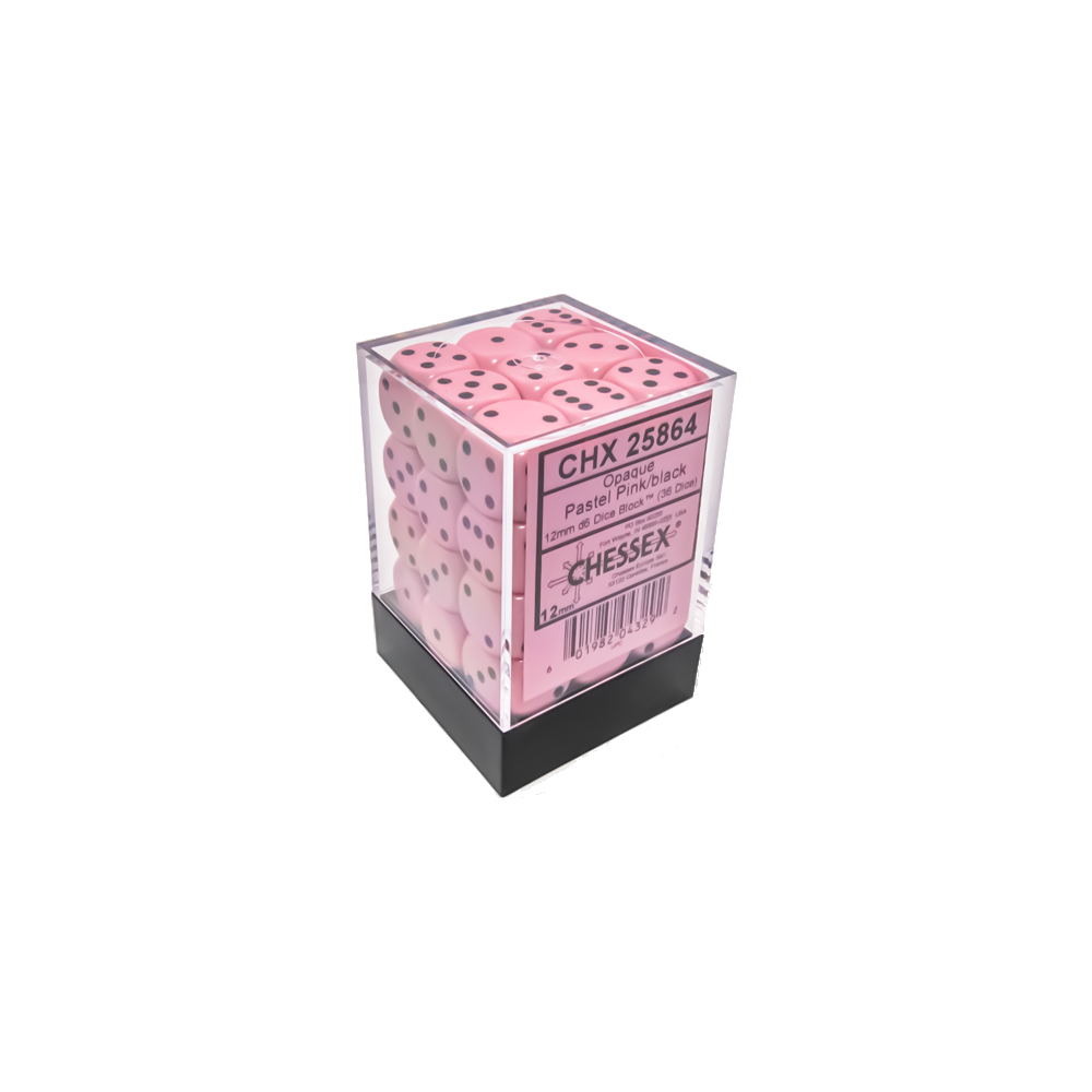 36 stk Opaque Pink Terninger (12 mm)