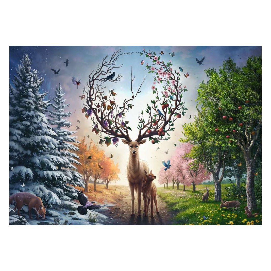 Deer at Day and Night - 1000 brikker