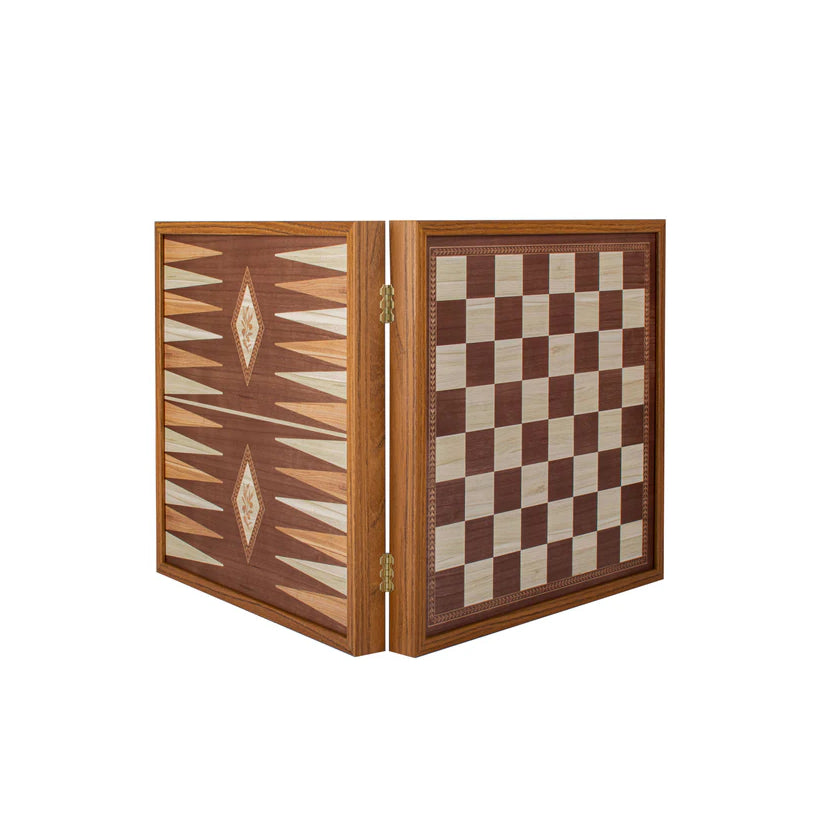 4 Klassiske Spil Kombo Træ Valnøddereplika