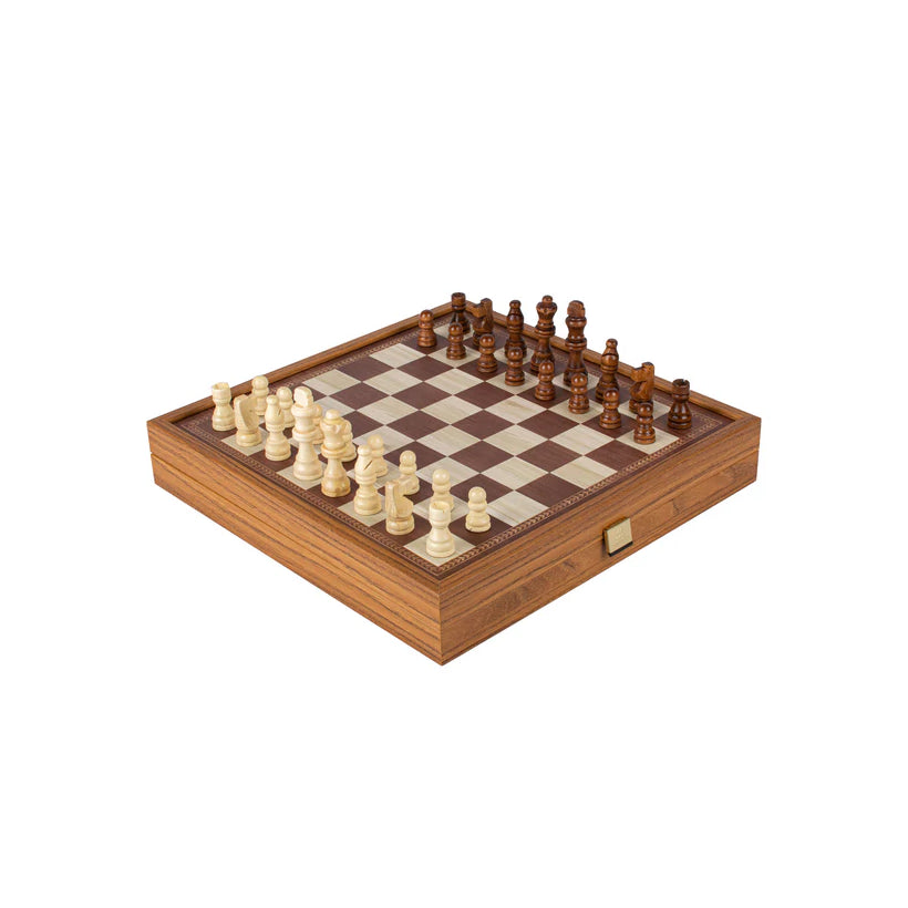 4 Klassiske Spil Kombo Træ Valnøddereplika