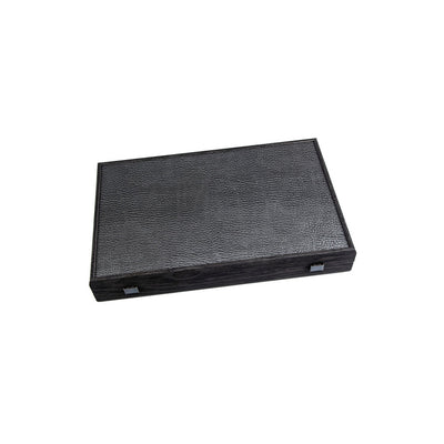 Premium Backgammon Træ Kunstlæder Sort 48 x 30 cm