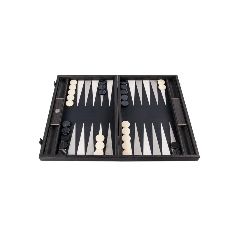 Premium Backgammon Træ Kunstlæder Sort 48 x 30 cm