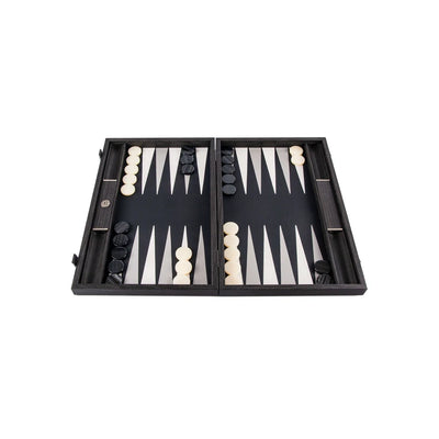 Premium Backgammon Træ Kunstlæder Sort 48 x 30 cm