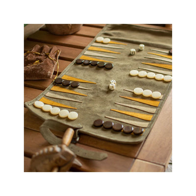 Luksus Backgammon Rulle Khaki Brun