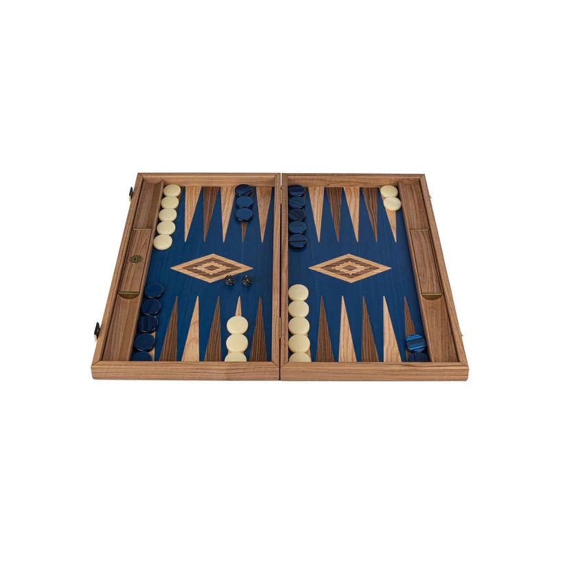 Premium Backgammon Blå Valnød Træ 48 x 30 CM