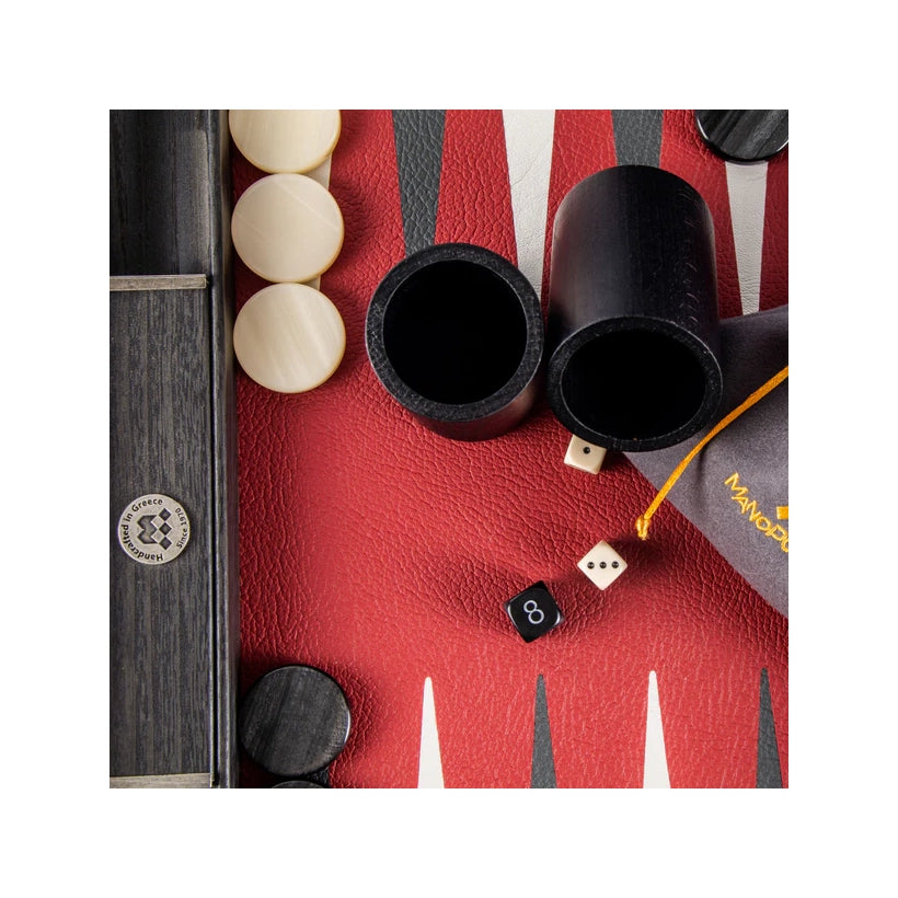 Backgammon Træ Kunstlæder Bordeaux Manopoulos 48x30cm