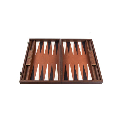 Backgammon Træ Kunstlæder Karamelbrun Manopoulos 48x30 cm