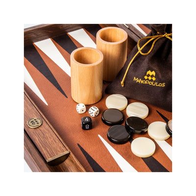 Backgammon Træ Kunstlæder Karamelbrun Manopoulos 48x30 cm