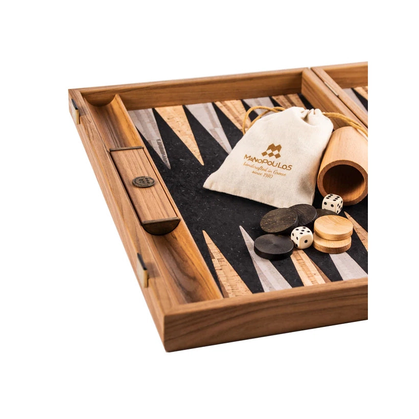 Backgammon Træ Kork Sort Manopoulos 30x17 cm
