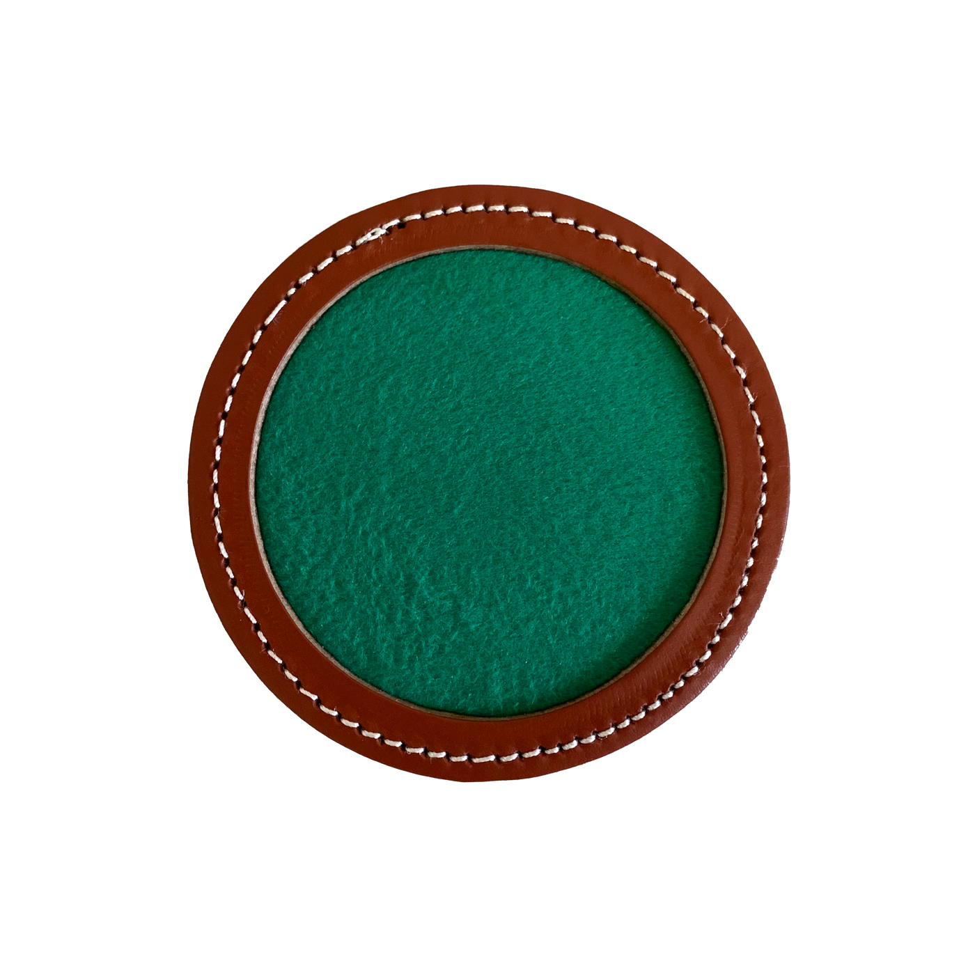 Lille raflebakke i brunt læder/grøn filt