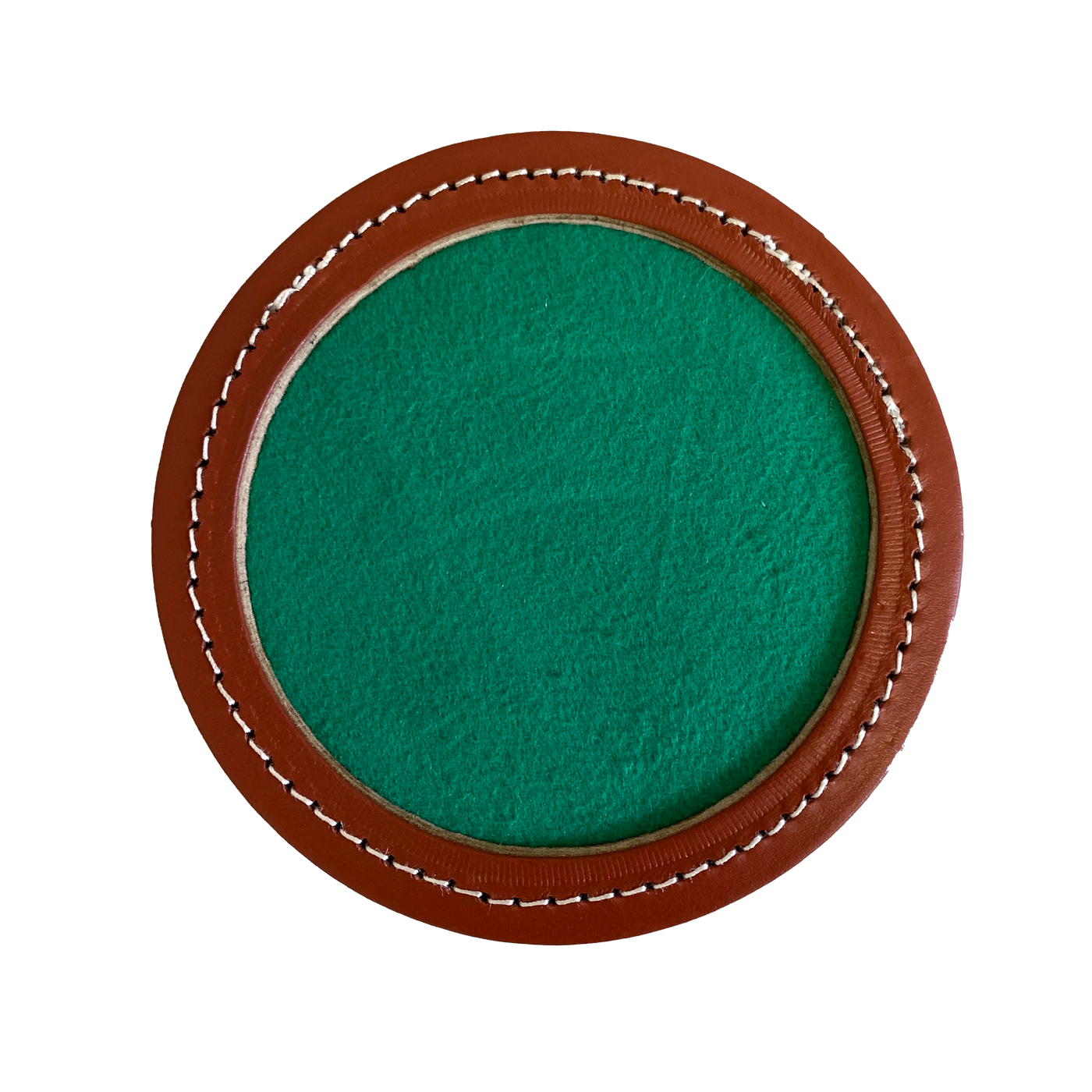 Stor raflebakke i brunt læder/grøn filt