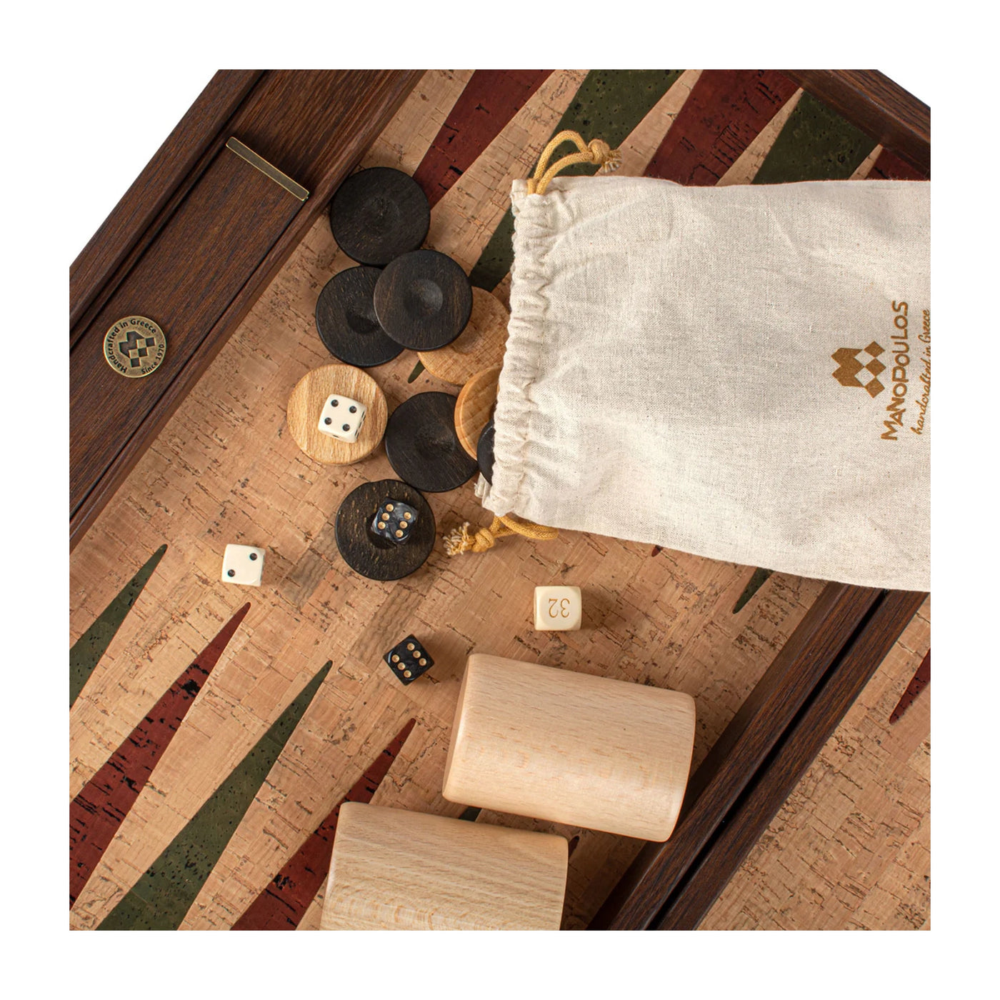 Backgammon Træ Kork Natur Manopoulos 38 x 23cm