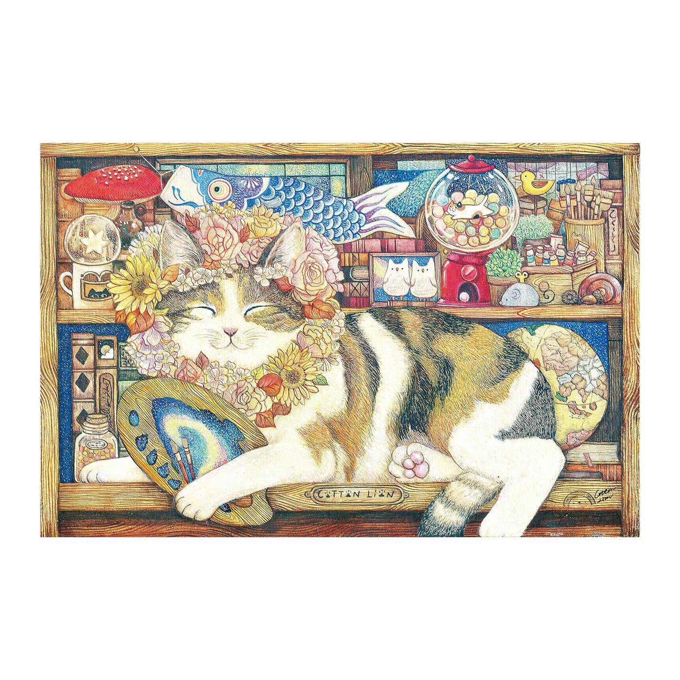 Puslespil Cotton Lion Cat Artist- 600 brikker