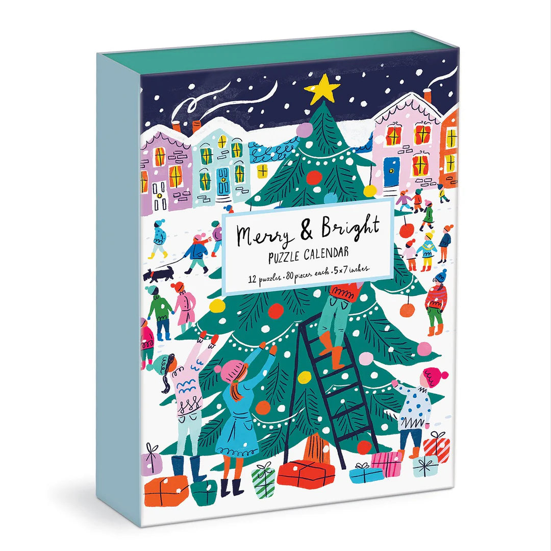 Puslespil  Merry And Bright Advent Puzzle Calendar -  12X80 brikker