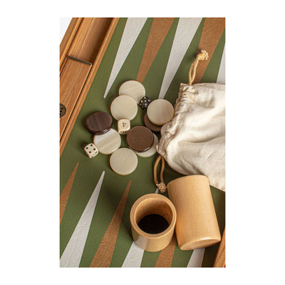 Backgammon Træ Kunstlæder Grøn Manopoulos 38x23cm