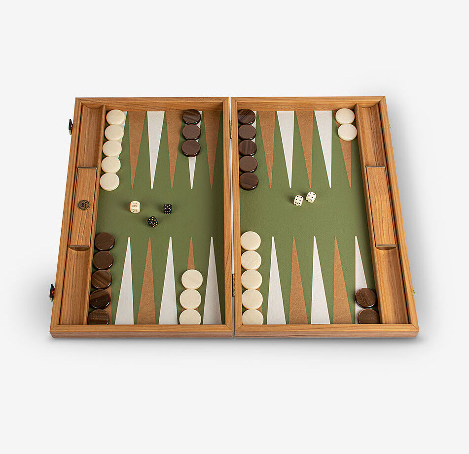 Backgammon Træ Kunstlæder Grøn Manopoulos 38x23cm