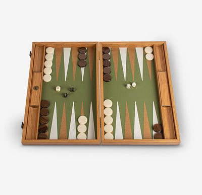 Backgammon Træ Kunstlæder Grøn Manopoulos 38x23cm