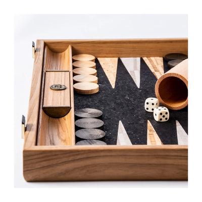 Backgammon 38x23cm Træ Kork Sort Manopoulos