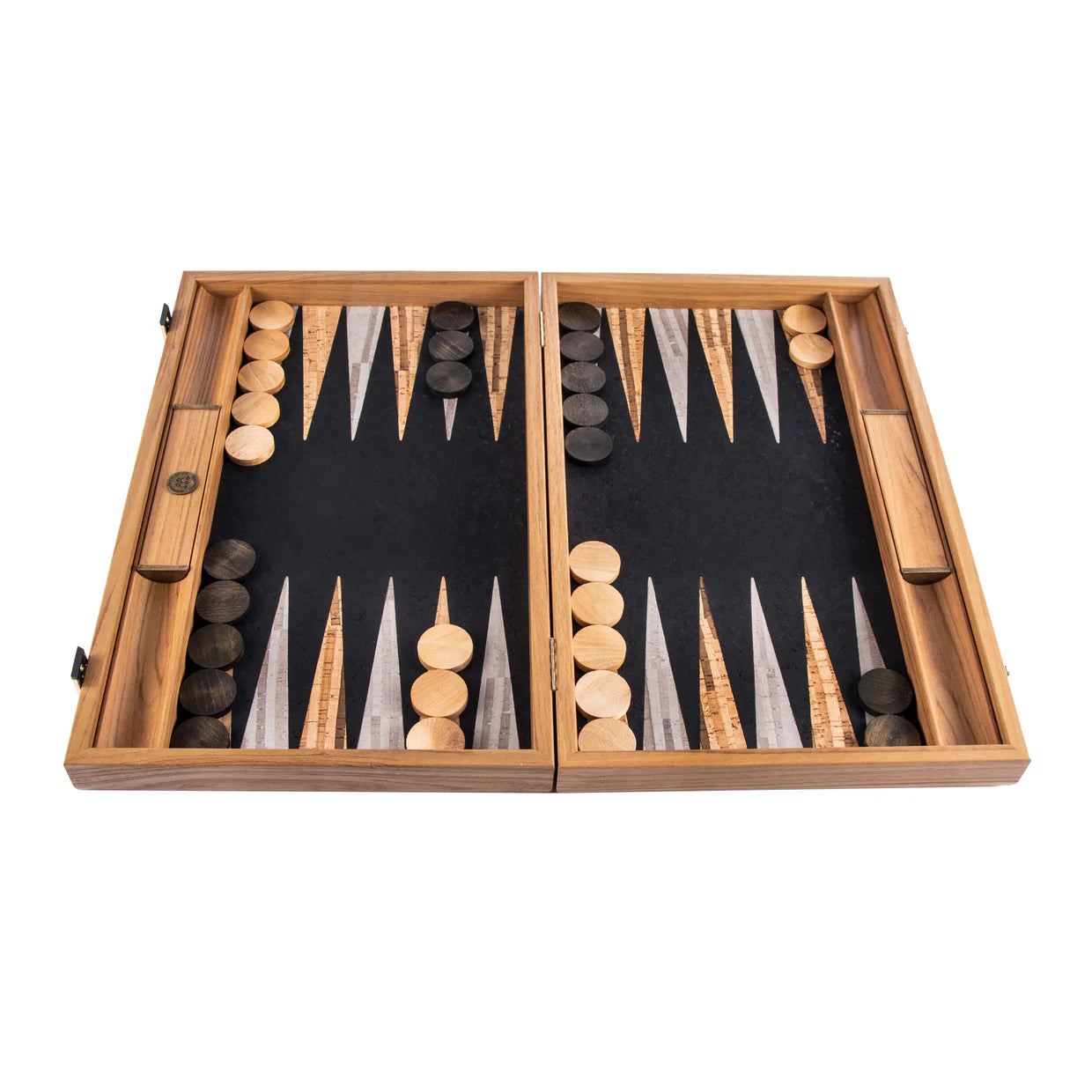 Backgammon 38x23cm Træ Kork Sort Manopoulos