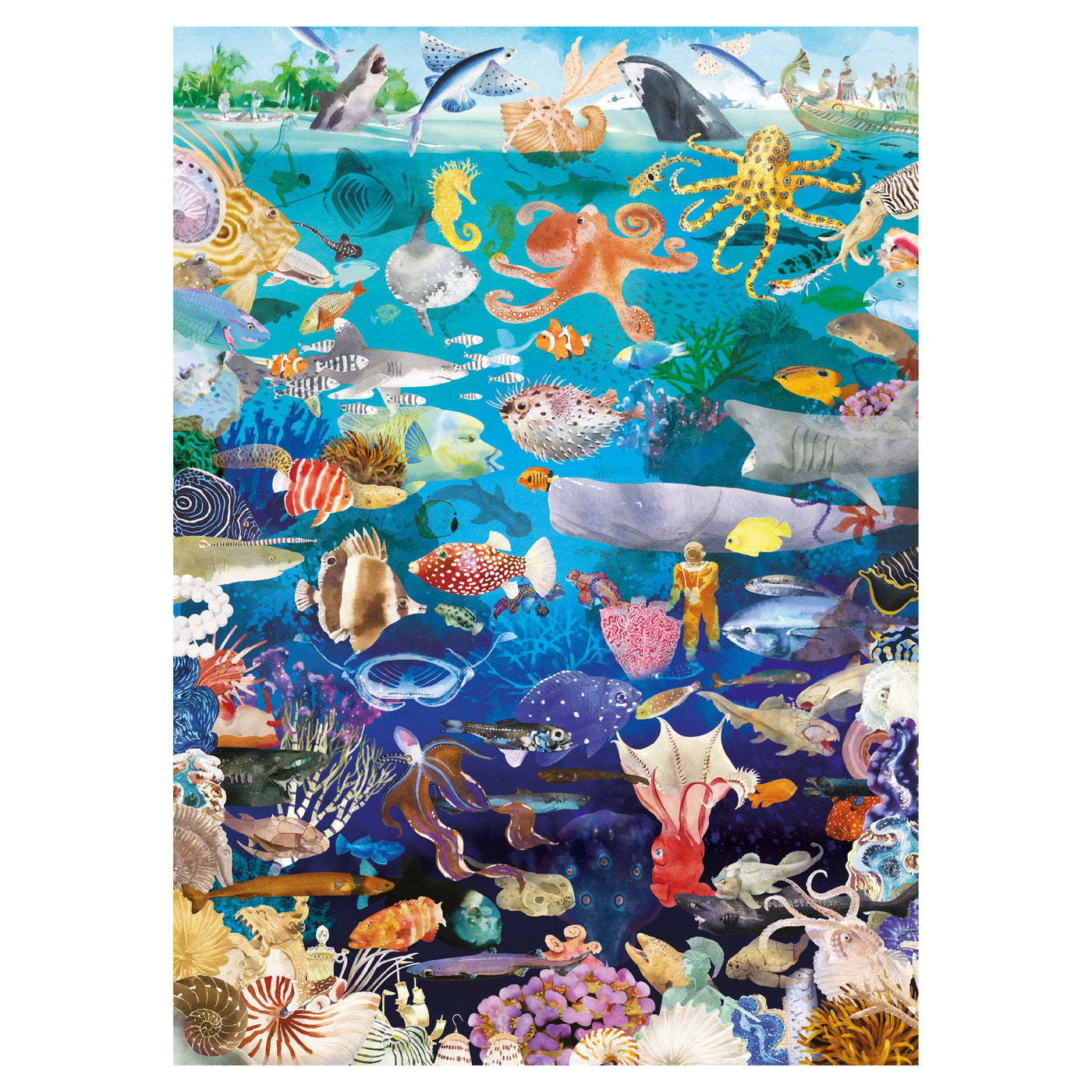 Puslespil Around The World In 50 Fish - 1000 brikker