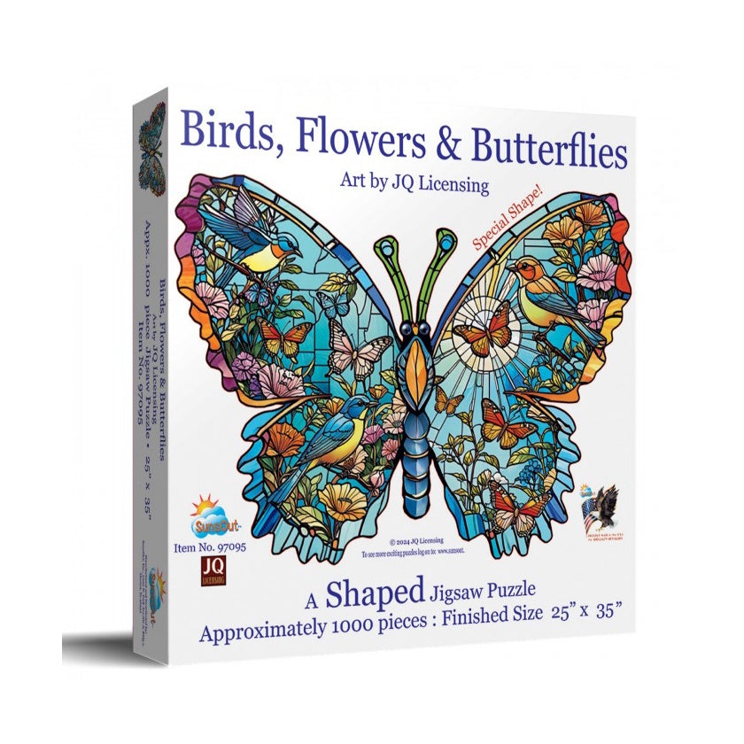 Puslespil Birds, Flowers & Butterflies - 1000 xxl brikker