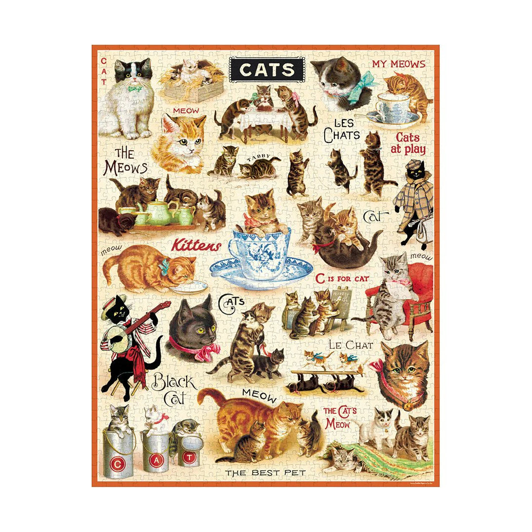 Puslespil Vintage Cats Cavallini - 1000 brikker