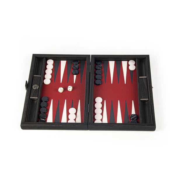 Rejsebackgammon Træ Kunstlæder Rød Manopoulos  30x20CM