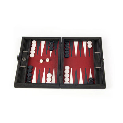 Rejsebackgammon Træ Kunstlæder Rød Manopoulos  30x20CM