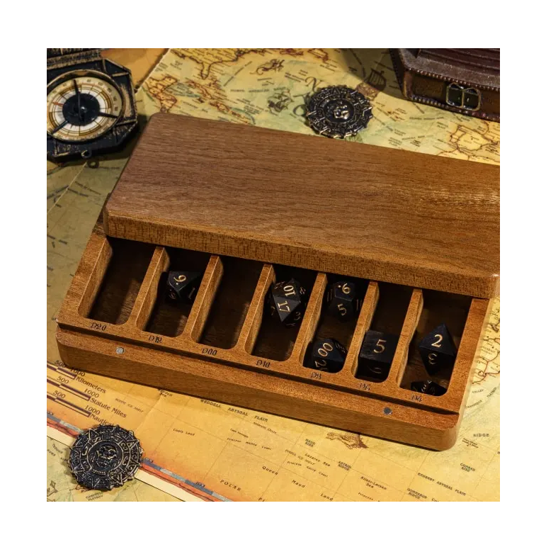 Terningæske Træ Stor Skydelåg - Til Rollespilsterninger