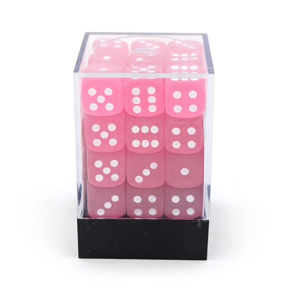 36 stk frosted pink terninger (12 mm)