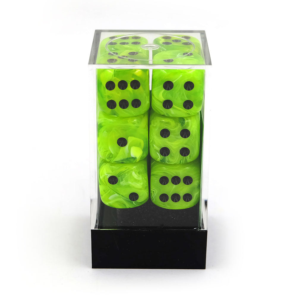 12 stk vortex bright green/black terninger