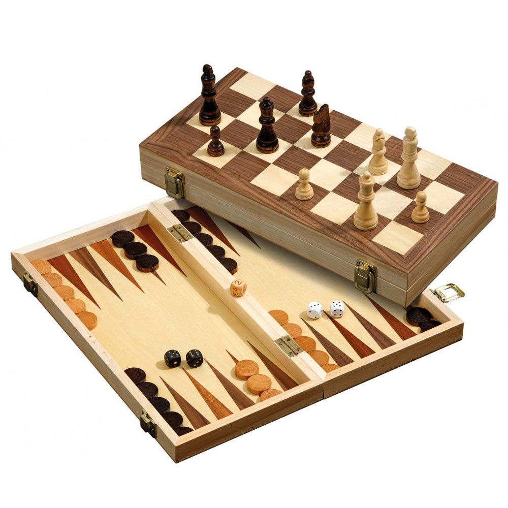 36 cm backgammon/skak-sæt