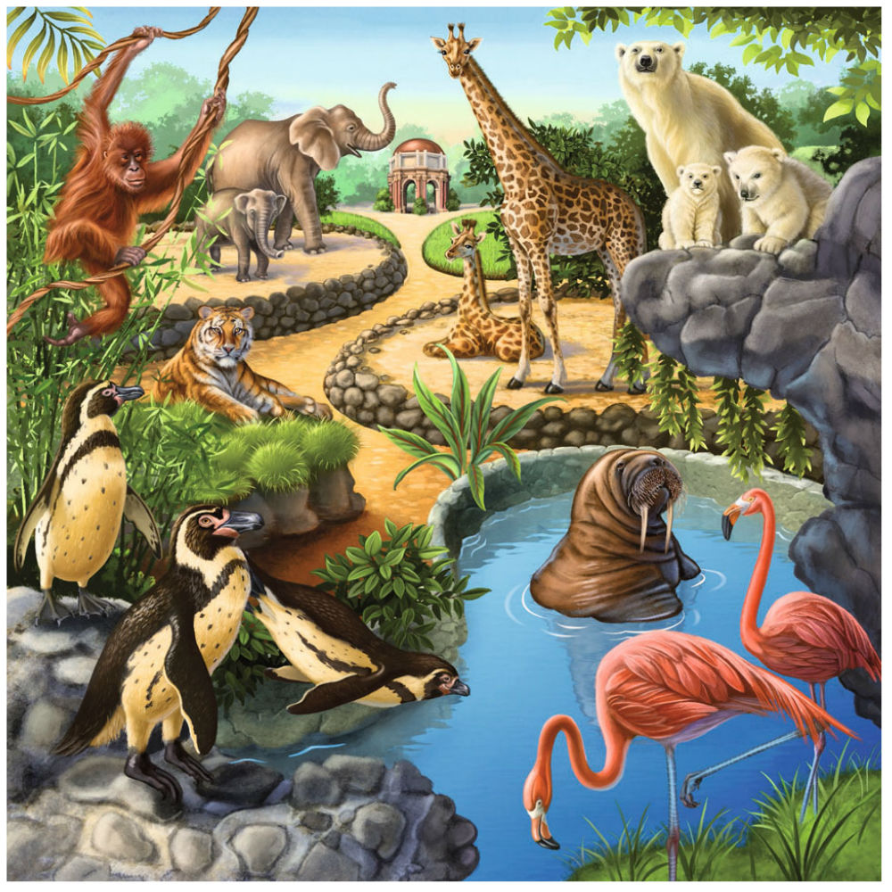 Forest / Zoo / Animals - 3 x 49 brikker