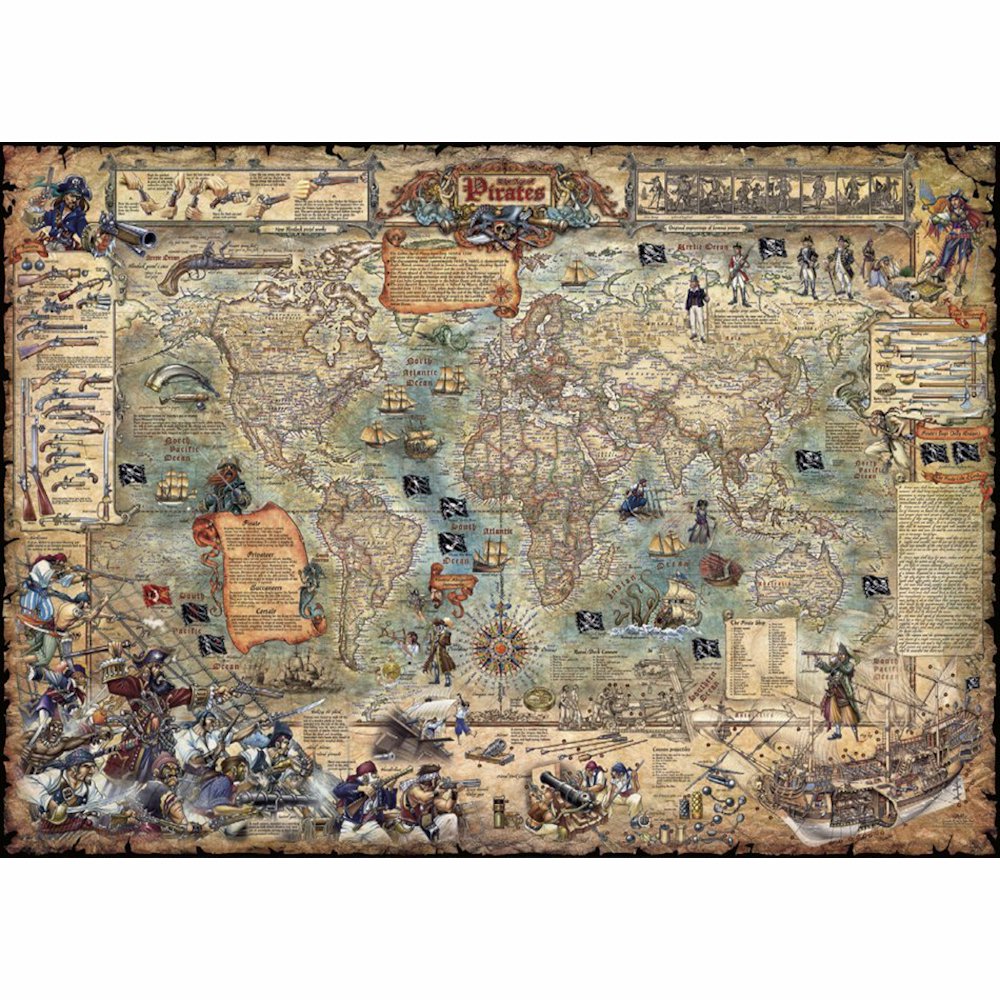 Pirate World Map - 2000 brikker