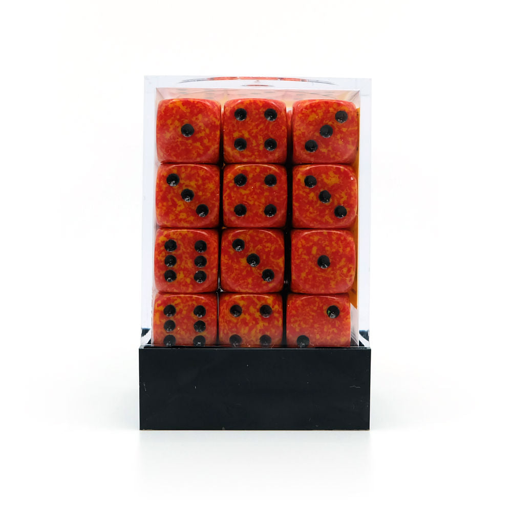 36 stk speckled fire terninger (12 mm)