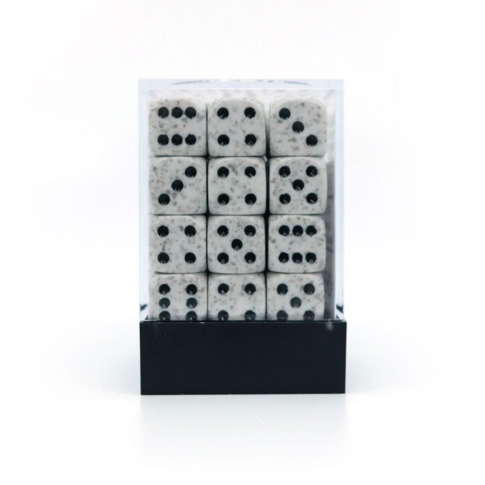 36 stk speckled arctic camo terninger (12 mm)