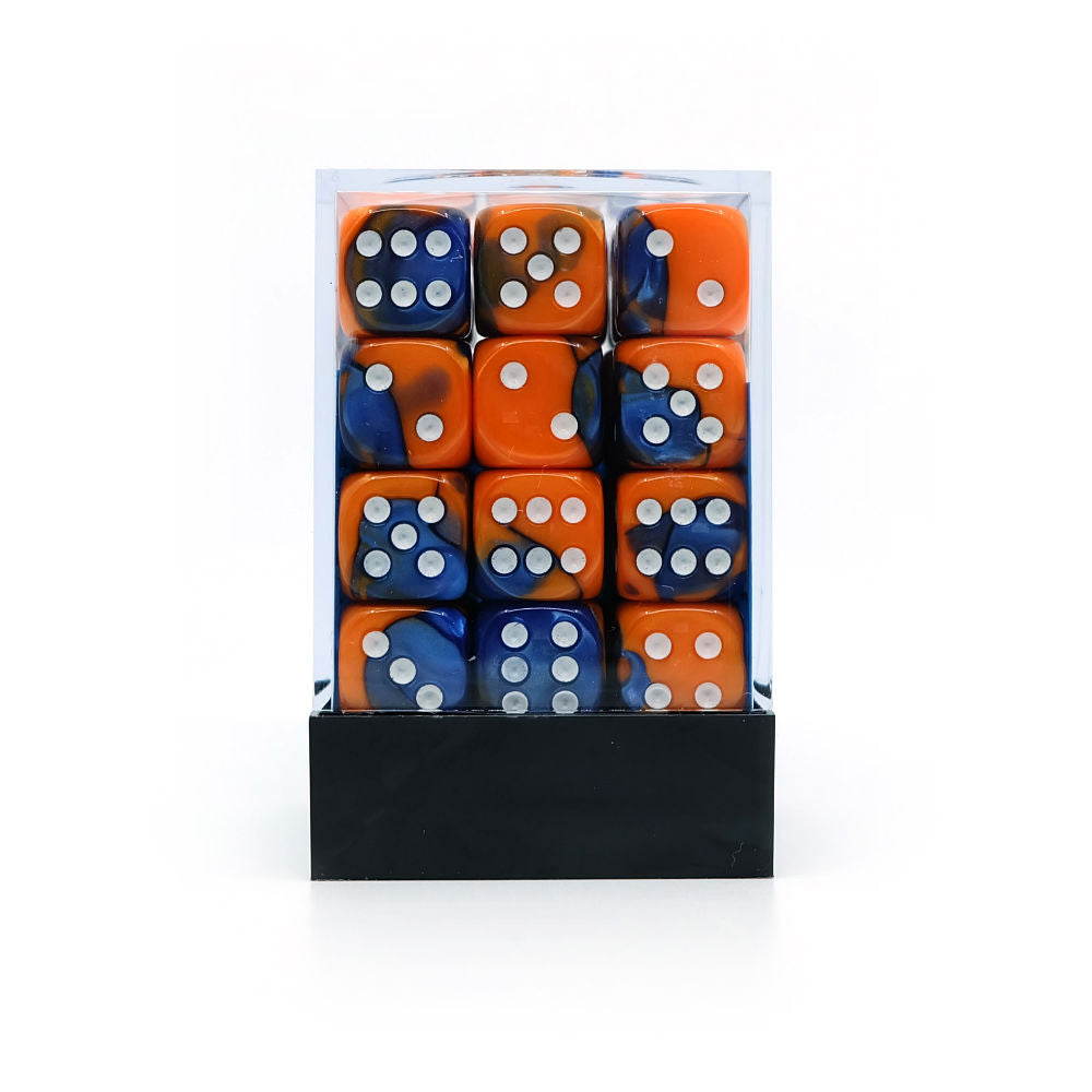 36 stk gemini blå/orange terninger (12 mm)