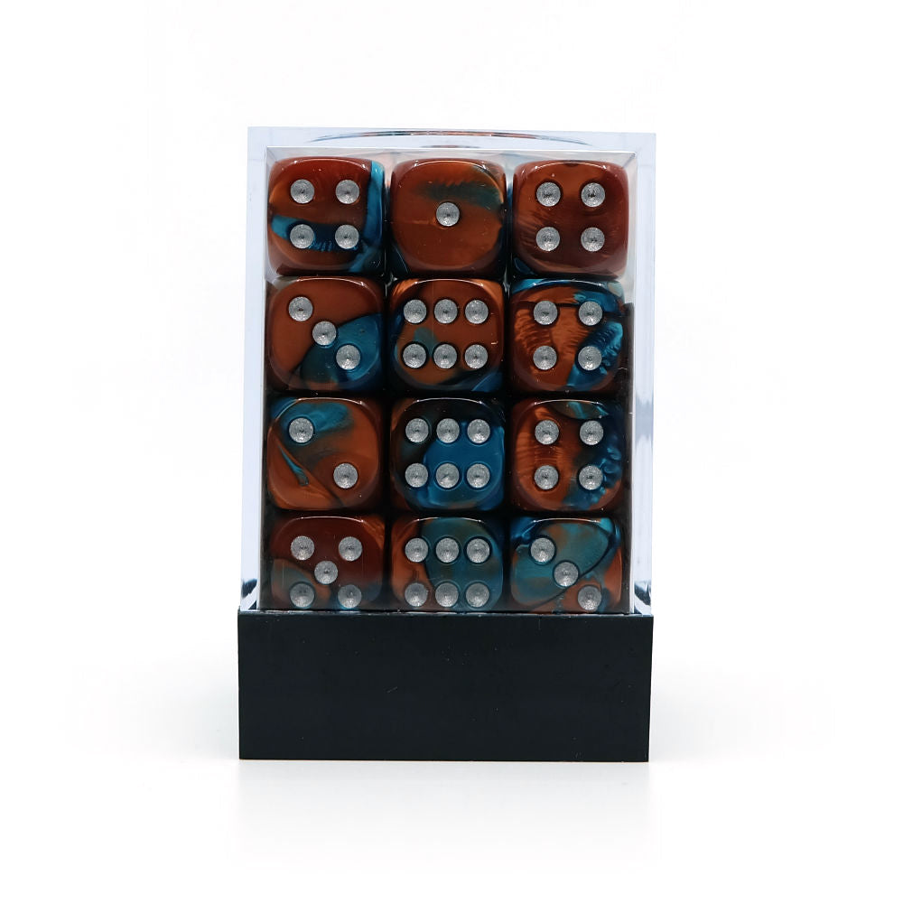 36 stk gemini kobber/teal terninger (12 mm)