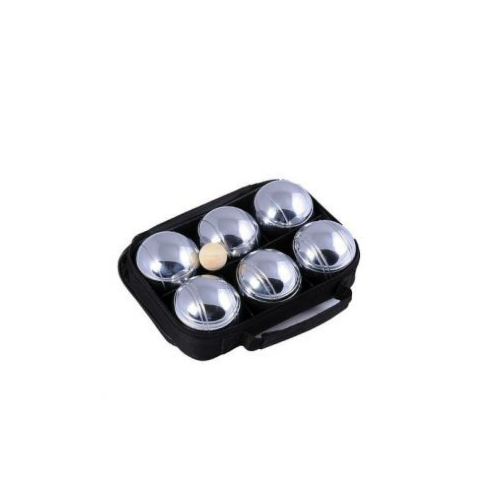 6 stk petanque-kugler i sort taske