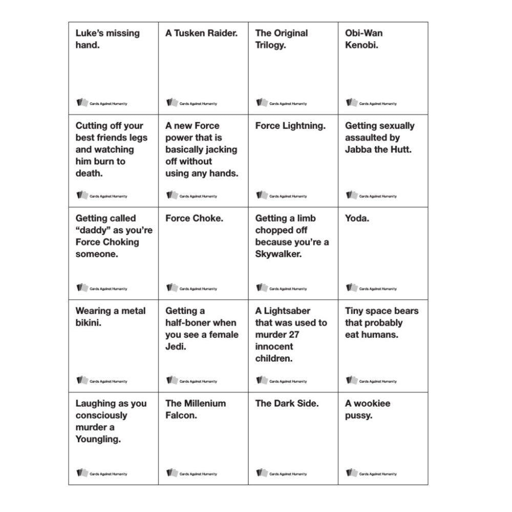 Cards Against Star Wars Games Cards Against Star Wars Games