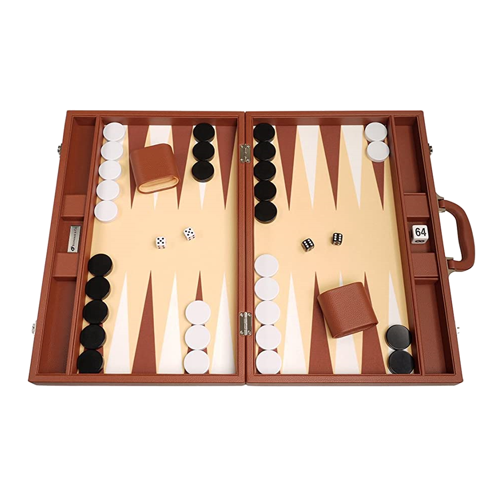 48 cm Lux Backgammon Brun