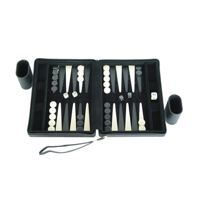 23 cm Rejse Backgammon Magnetisk Sort