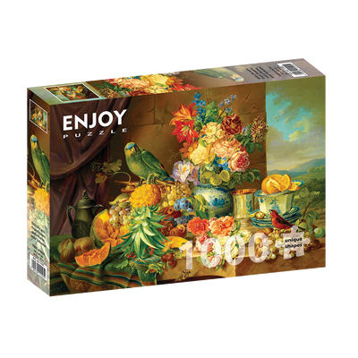 Still Life with Fruit, Flower and Parrot - 1000 brikker