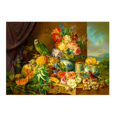 Still Life with Fruit, Flower and Parrot - 1000 brikker