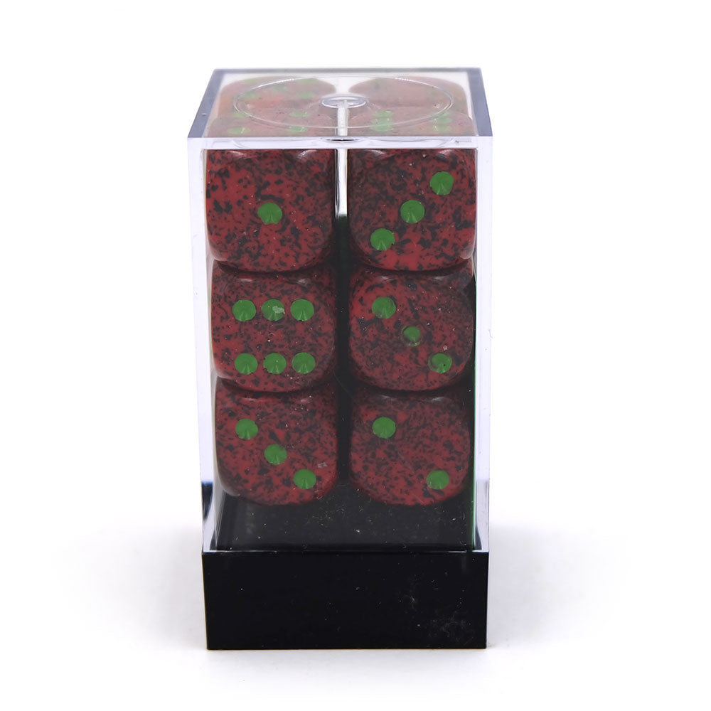 12 stk speckled strawberry terninger (16 mm)