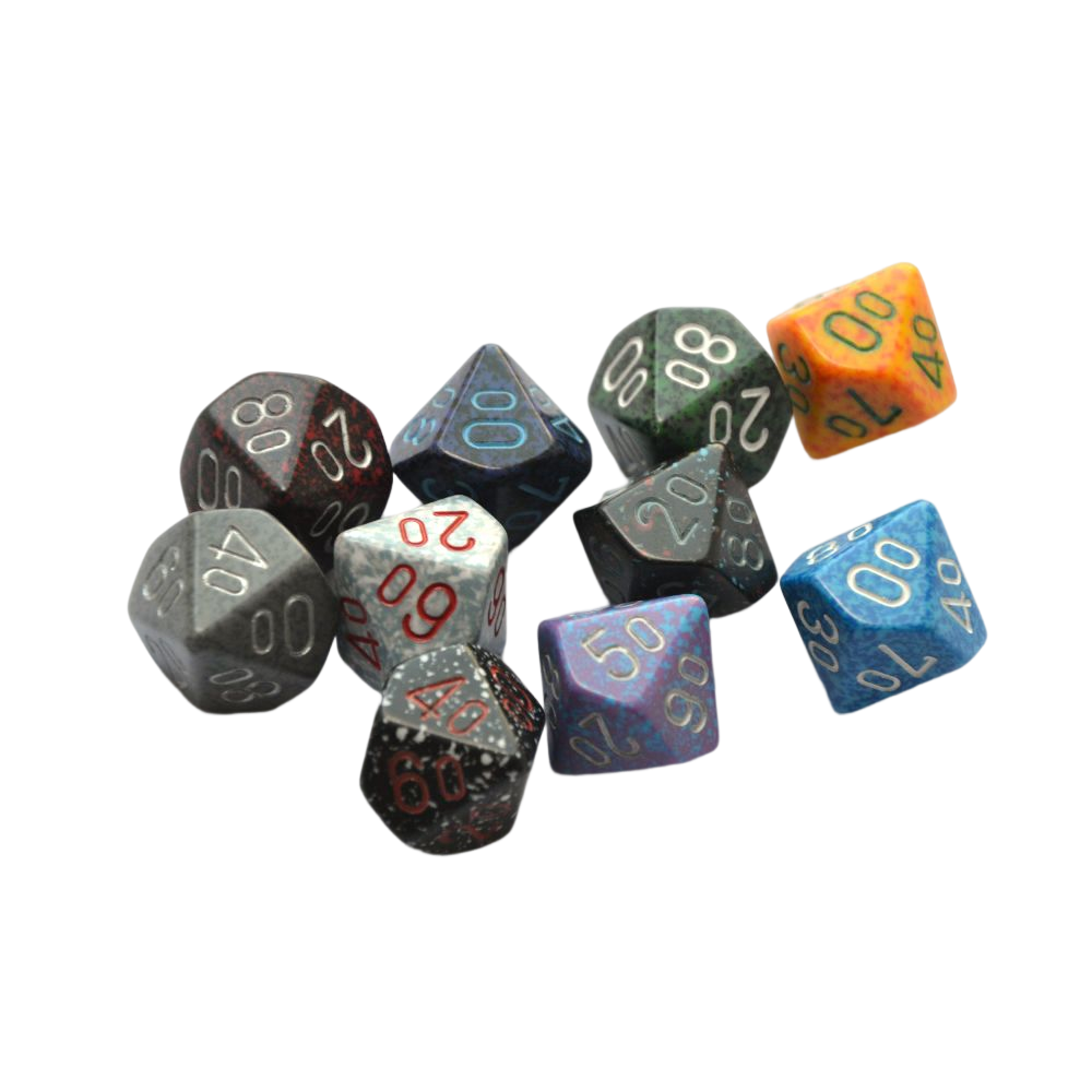 10-sidet speckled procent terning